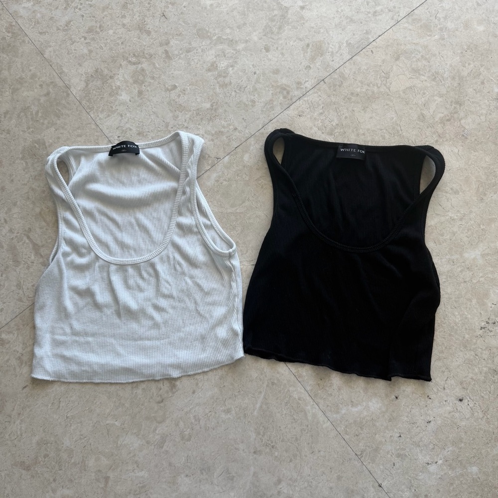 White Fox Ribbed Tank Top bundle- Black and White (Set of 2)